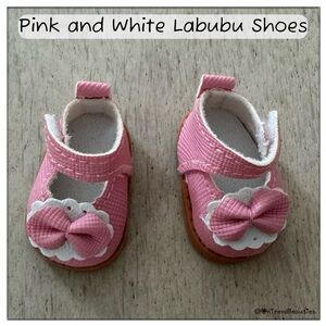 Labubu Pink & White Bow Shoes With Velcro Closer